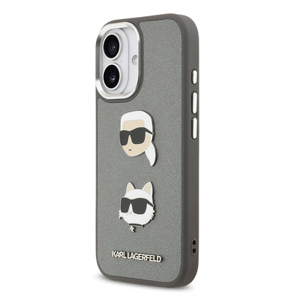 Apple iPhone 17 Kılıf Karl Lagerfeld Orjinal Lisanslı Metal Logolu K&C Heads Pin Kapak