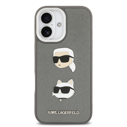 Apple iPhone 17 Kılıf Karl Lagerfeld Orjinal Lisanslı Metal Logolu K&C Heads Pin Kapak