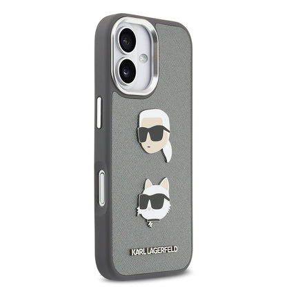 Apple iPhone 17 Kılıf Karl Lagerfeld Orjinal Lisanslı Metal Logolu K&C Heads Pin Kapak
