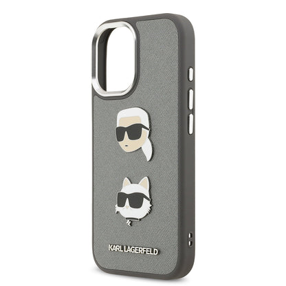 Apple iPhone 17 Kılıf Karl Lagerfeld Orjinal Lisanslı Metal Logolu K&C Heads Pin Kapak