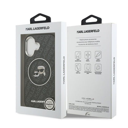 Apple iPhone 17 Kılıf Karl Lagerfeld Orjinal Lisanslı Parlayan Simli Karl & Choupette Heads Kapak
