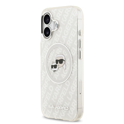 Apple iPhone 17 Kılıf Karl Lagerfeld Orjinal Lisanslı Parlayan Simli Karl & Choupette Heads Kapak