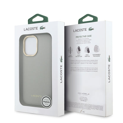 Apple iPhone 17 Kılıf Lacoste Orjinal Lisanslı M-safe Şarj Özellikli Champs Elysees PU Deri Tasarımlı Kapak
