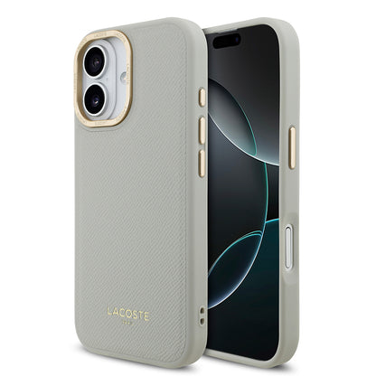 Apple iPhone 17 Kılıf Lacoste Orjinal Lisanslı M-safe Şarj Özellikli Champs Elysees PU Deri Tasarımlı Kapak