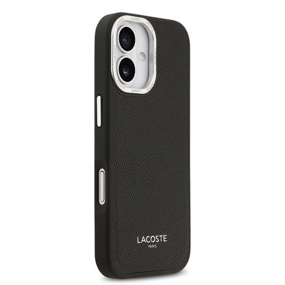 Apple iPhone 17 Kılıf Lacoste Orjinal Lisanslı M-safe Şarj Özellikli Champs Elysees PU Deri Tasarımlı Kapak