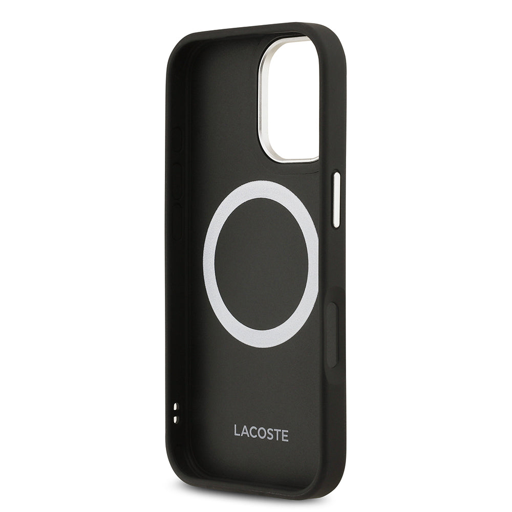 Apple iPhone 17 Kılıf Lacoste Orjinal Lisanslı M-safe Şarj Özellikli Champs Elysees PU Deri Tasarımlı Kapak