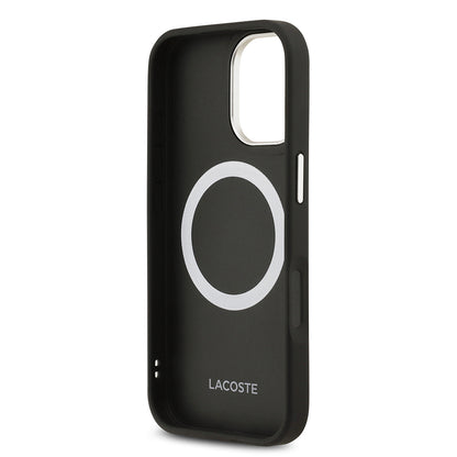 Apple iPhone 17 Kılıf Lacoste Orjinal Lisanslı M-safe Şarj Özellikli Champs Elysees PU Deri Tasarımlı Kapak