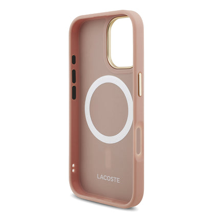 Apple iPhone 17 Kılıf Lacoste Orjinal Lisanslı M-safe Şarj Özellikli Champs Elysees PU Deri Tasarımlı Kapak