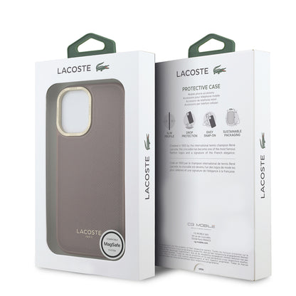 Apple iPhone 17 Kılıf Lacoste Orjinal Lisanslı M-safe Şarj Özellikli Champs Elysees PU Deri Tasarımlı Kapak