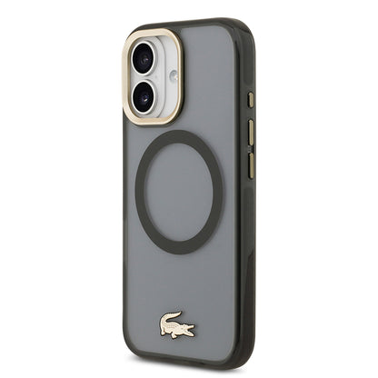 Apple iPhone 17 Kılıf Lacoste Orjinal Lisanslı M-safe Şarj Özellikli Gold Timsah Logolu Buzlu Kapak