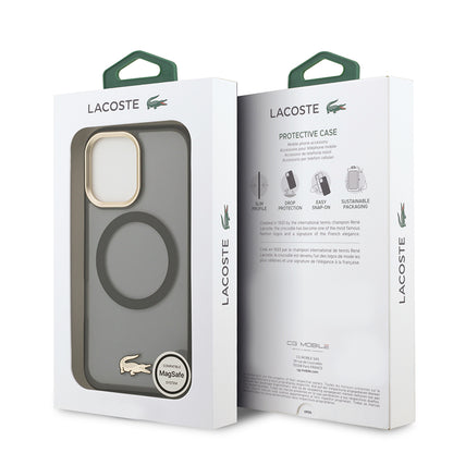 Apple iPhone 17 Kılıf Lacoste Orjinal Lisanslı M-safe Şarj Özellikli Gold Timsah Logolu Buzlu Kapak