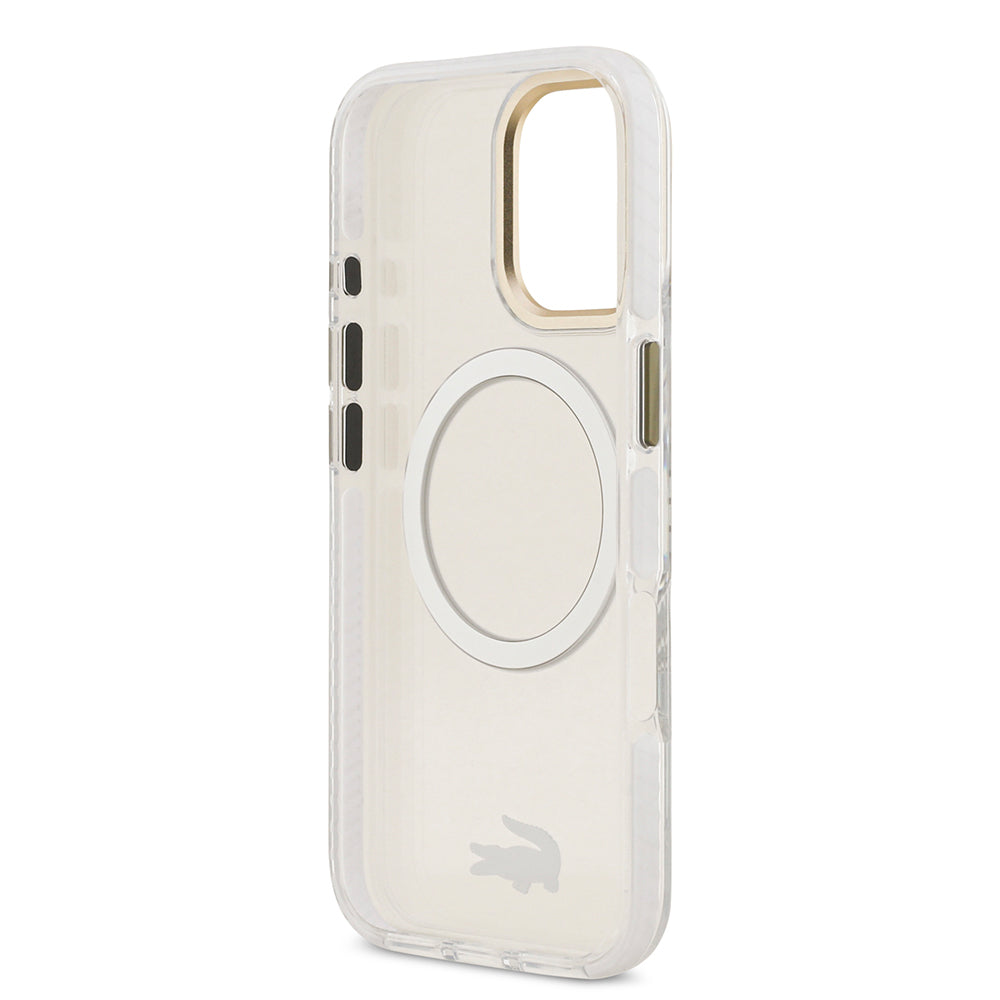 Apple iPhone 17 Kılıf Lacoste Orjinal Lisanslı M-safe Şarj Özellikli Gold Timsah Logolu Buzlu Kapak