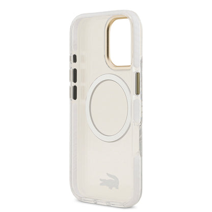 Apple iPhone 17 Kılıf Lacoste Orjinal Lisanslı M-safe Şarj Özellikli Gold Timsah Logolu Buzlu Kapak
