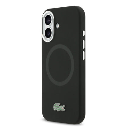Apple iPhone 17 Kılıf Lacoste Orjinal Lisanslı M-safe Şarj Özellikli İkonik Logolu Metal Kamera Çerçeveli Silikon Kapak
