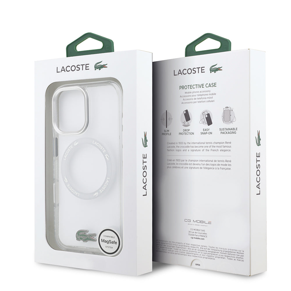 Apple iPhone 17 Kılıf Lacoste Orjinal Lisanslı M-safe Şarj Özellikli İkonik Timsah Logolu Buzlu Kapak