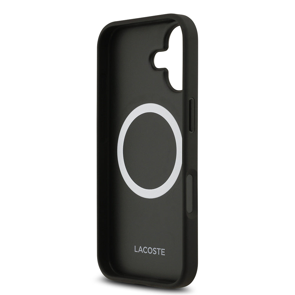 Apple iPhone 17 Kılıf Lacoste Orjinal Lisanslı M-safe Şarj Özellikli PU Deri Tasarımlı Kartlıklı Karışık Monogram Desenli Kapak