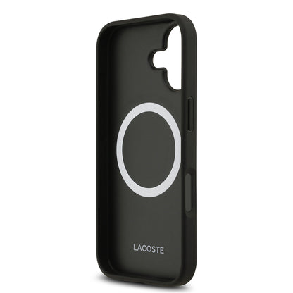 Apple iPhone 17 Kılıf Lacoste Orjinal Lisanslı M-safe Şarj Özellikli PU Deri Tasarımlı Kartlıklı Karışık Monogram Desenli Kapak
