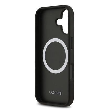 Apple iPhone 17 Kılıf Lacoste Orjinal Lisanslı M-safe Şarj Özellikli PU Deri Tasarımlı Kartlıklı Karışık Monogram Desenli Kapak