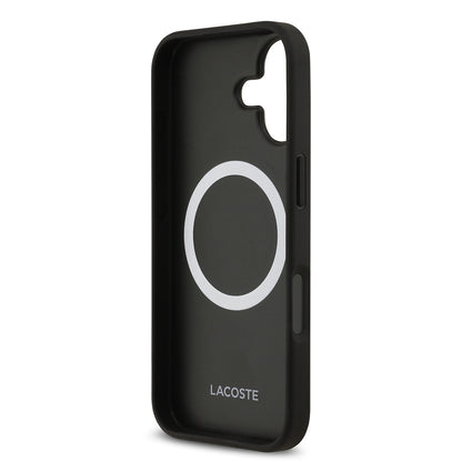 Apple iPhone 17 Kılıf Lacoste Orjinal Lisanslı M-safe Şarj Özellikli PU Deri Tasarımlı Metal Logolu Kapak