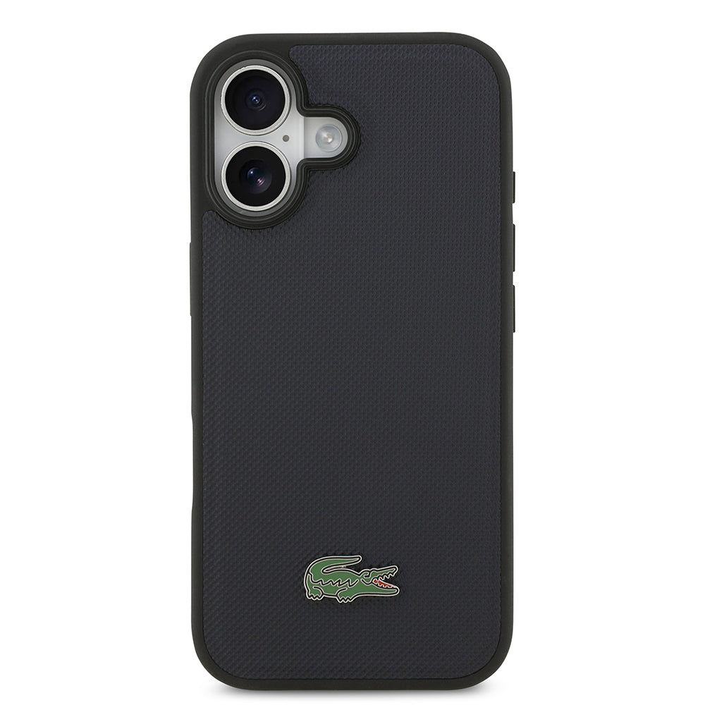 Apple iPhone 17 Kılıf Lacoste Orjinal Lisanslı M-safe Şarj Özellikli PU Pike Desenli Metal Logolu Kartlıklı Kapak