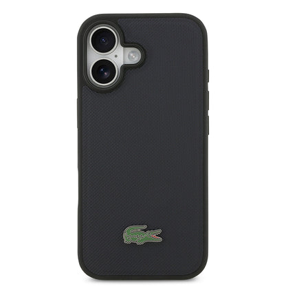 Apple iPhone 17 Kılıf Lacoste Orjinal Lisanslı M-safe Şarj Özellikli PU Pike Desenli Metal Logolu Kartlıklı Kapak