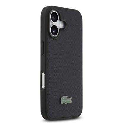 Apple iPhone 17 Kılıf Lacoste Orjinal Lisanslı M-safe Şarj Özellikli PU Pike Desenli Metal Logolu Kartlıklı Kapak