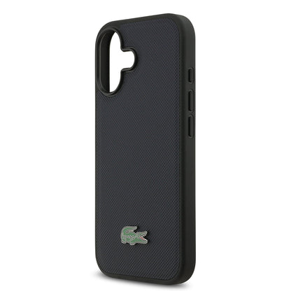 Apple iPhone 17 Kılıf Lacoste Orjinal Lisanslı M-safe Şarj Özellikli PU Pike Desenli Metal Logolu Kartlıklı Kapak