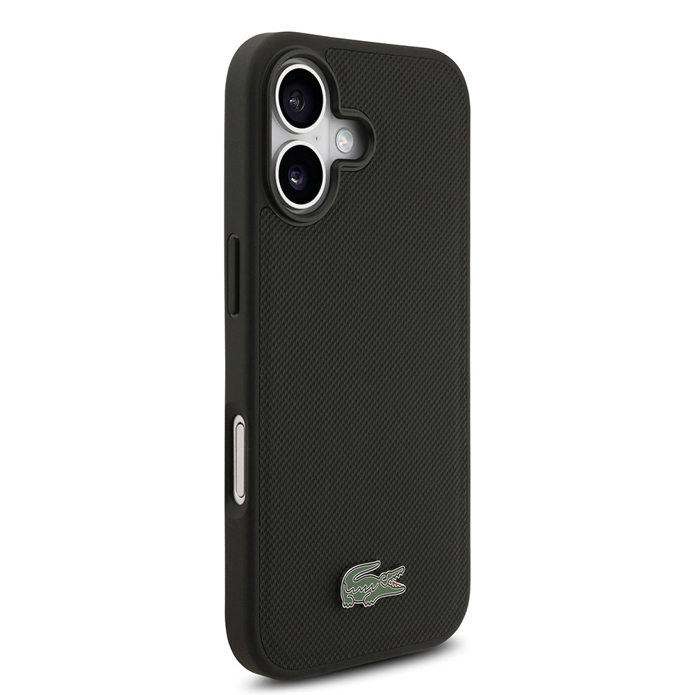 Apple iPhone 17 Kılıf Lacoste Orjinal Lisanslı M-safe Şarj Özellikli PU Pike Desenli Metal Logolu Kartlıklı Kapak