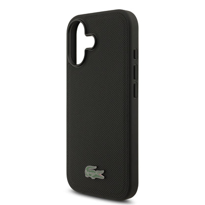 Apple iPhone 17 Kılıf Lacoste Orjinal Lisanslı M-safe Şarj Özellikli PU Pike Desenli Metal Logolu Kartlıklı Kapak