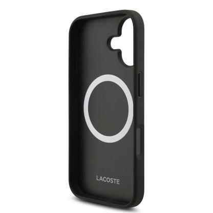 Apple iPhone 17 Kılıf Lacoste Orjinal Lisanslı M-safe Şarj Özellikli PU Pike Desenli Metal Logolu Kartlıklı Kapak