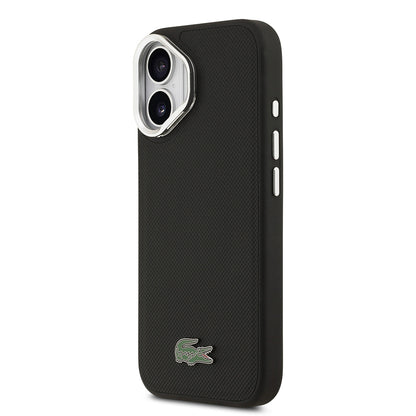 Apple iPhone 17 Kılıf Lacoste Orjinal Lisanslı M-safe Şarj Özellikli PU Pike Desenli Standlı Metal Logolu Kapak