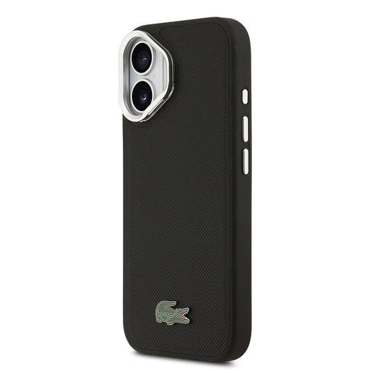 Apple iPhone 17 Kılıf Lacoste Orjinal Lisanslı M-safe Şarj Özellikli PU Pike Desenli Standlı Metal Logolu Kapak