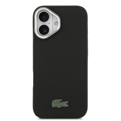 Apple iPhone 17 Kılıf Lacoste Orjinal Lisanslı M-safe Şarj Özellikli PU Pike Desenli Standlı Metal Logolu Kapak