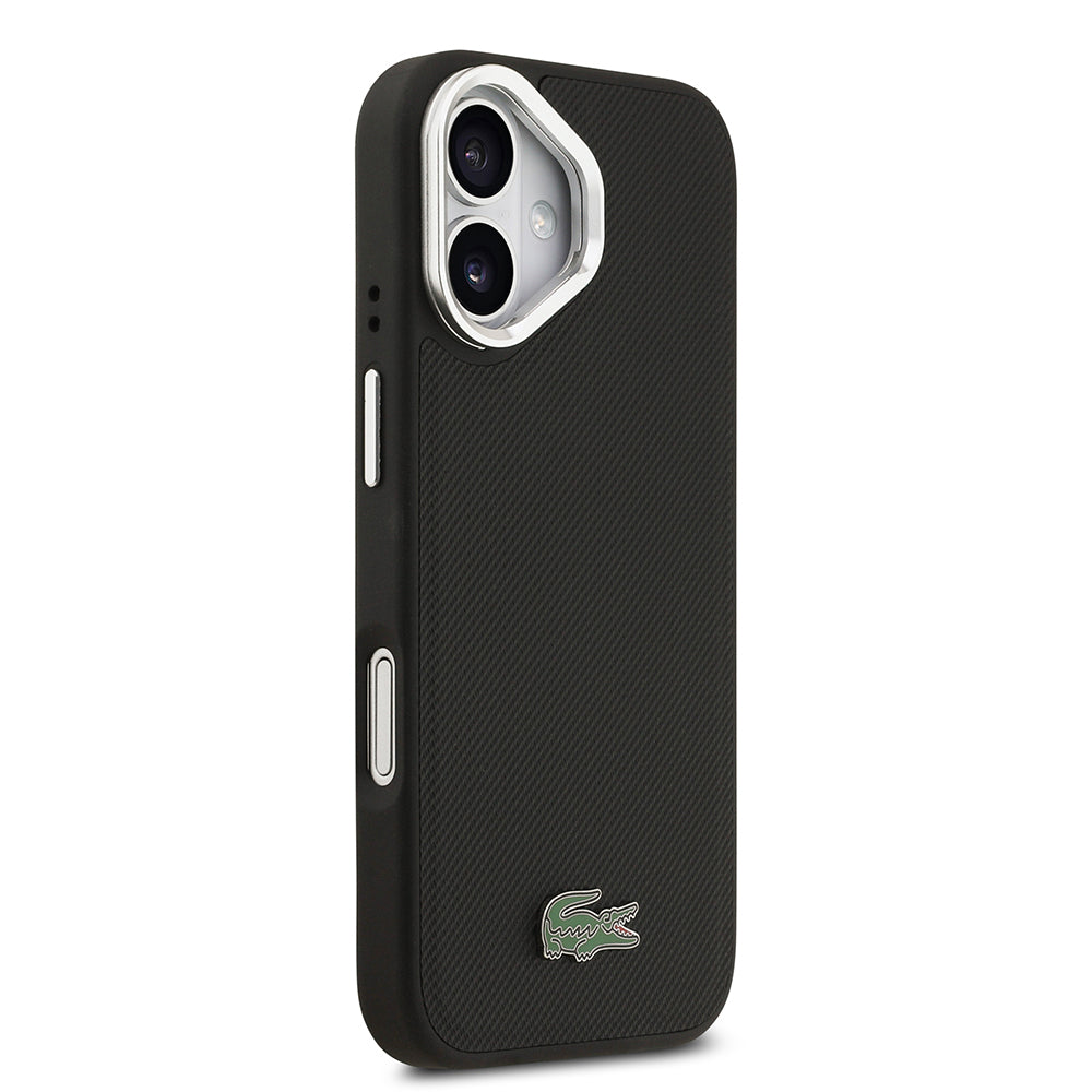 Apple iPhone 17 Kılıf Lacoste Orjinal Lisanslı M-safe Şarj Özellikli PU Pike Desenli Standlı Metal Logolu Kapak