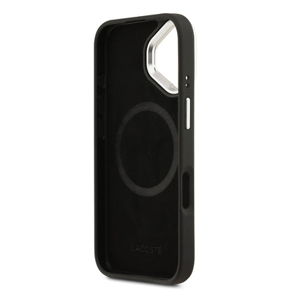 Apple iPhone 17 Kılıf Lacoste Orjinal Lisanslı M-safe Şarj Özellikli PU Pike Desenli Standlı Metal Logolu Kapak