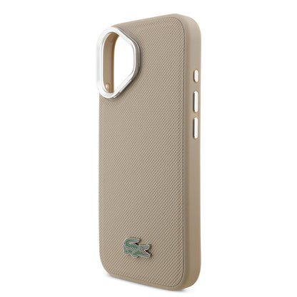 Apple iPhone 17 Kılıf Lacoste Orjinal Lisanslı M-safe Şarj Özellikli PU Pike Desenli Standlı Metal Logolu Kapak
