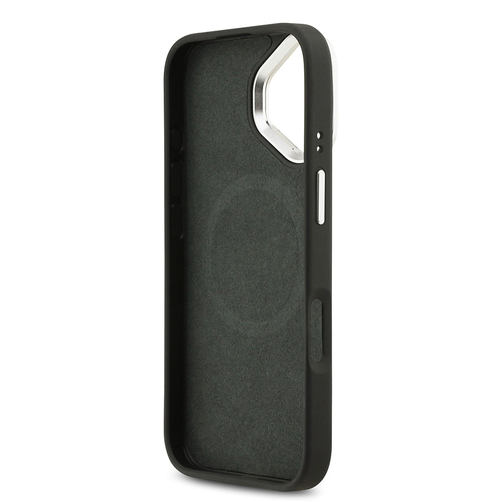 Apple iPhone 17 Kılıf Lacoste Orjinal Lisanslı M-safe Şarj Özellikli PU Pike Desenli Standlı Metal Logolu Kapak