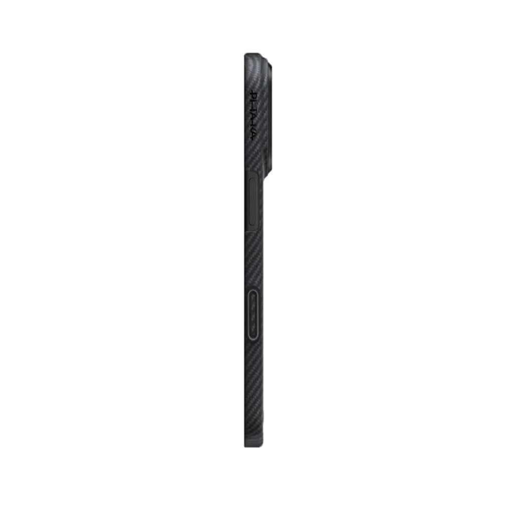 Apple iPhone 17 Kılıf M-safe Şarj Özellikli 1500D Aramid Fiber Pitaka Ultra-Slim Classic Serisi Black-Grey Twill Kapak