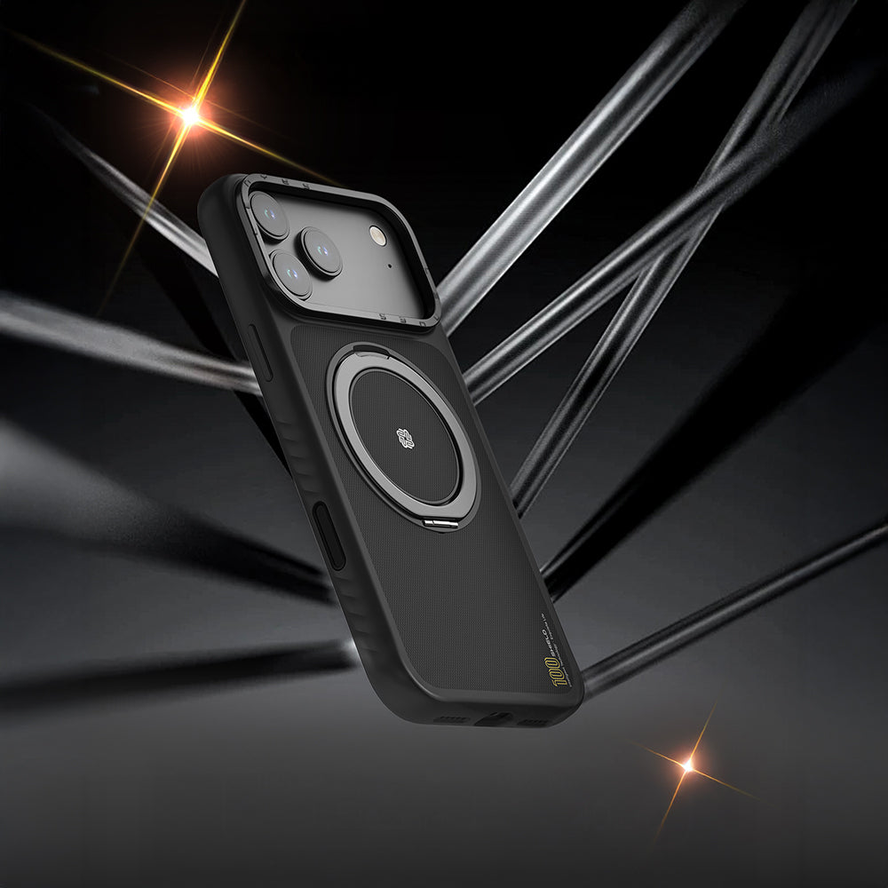 Apple iPhone 17 Kılıf M-safe Şarj Özellikli Metal Standlı Lenyes CK225 Kapak