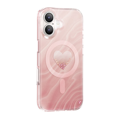 Apple iPhone 17 Kılıf M-Safe Şarj Özellikli Orjinal Swarovski Taşlı Zore Paris Rovix Sert PC Kapak