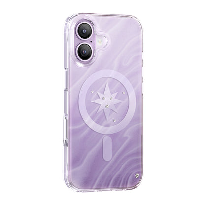 Apple iPhone 17 Kılıf M-Safe Şarj Özellikli Orjinal Swarovski Taşlı Zore Paris Rovix Sert PC Kapak