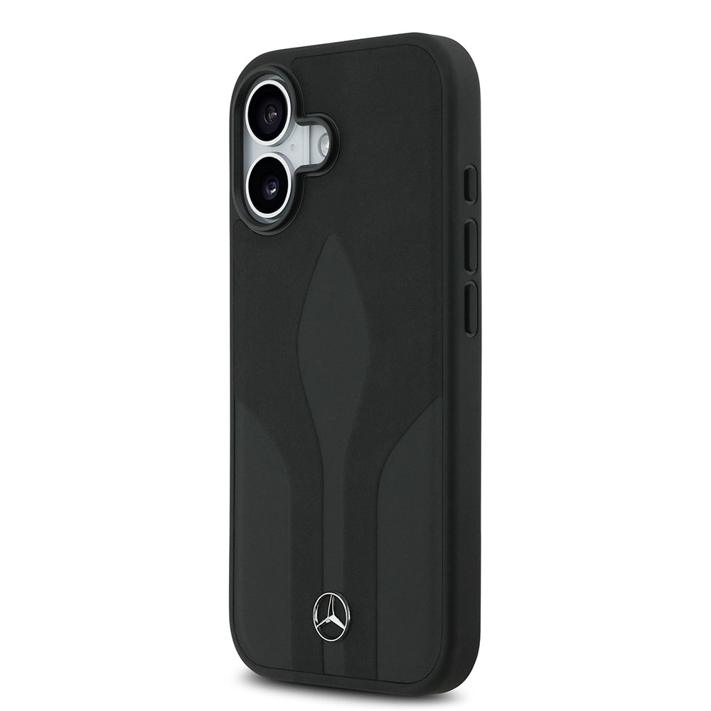 Apple iPhone 17 Kılıf Mercedes Benz Orjinal Lisanslı M-safe Şarj Özellikli Dokulu Desenli Deri Kapak