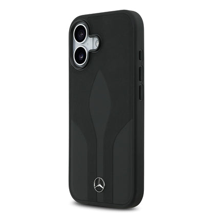 Apple iPhone 17 Kılıf Mercedes Benz Orjinal Lisanslı M-safe Şarj Özellikli Dokulu Desenli Deri Kapak