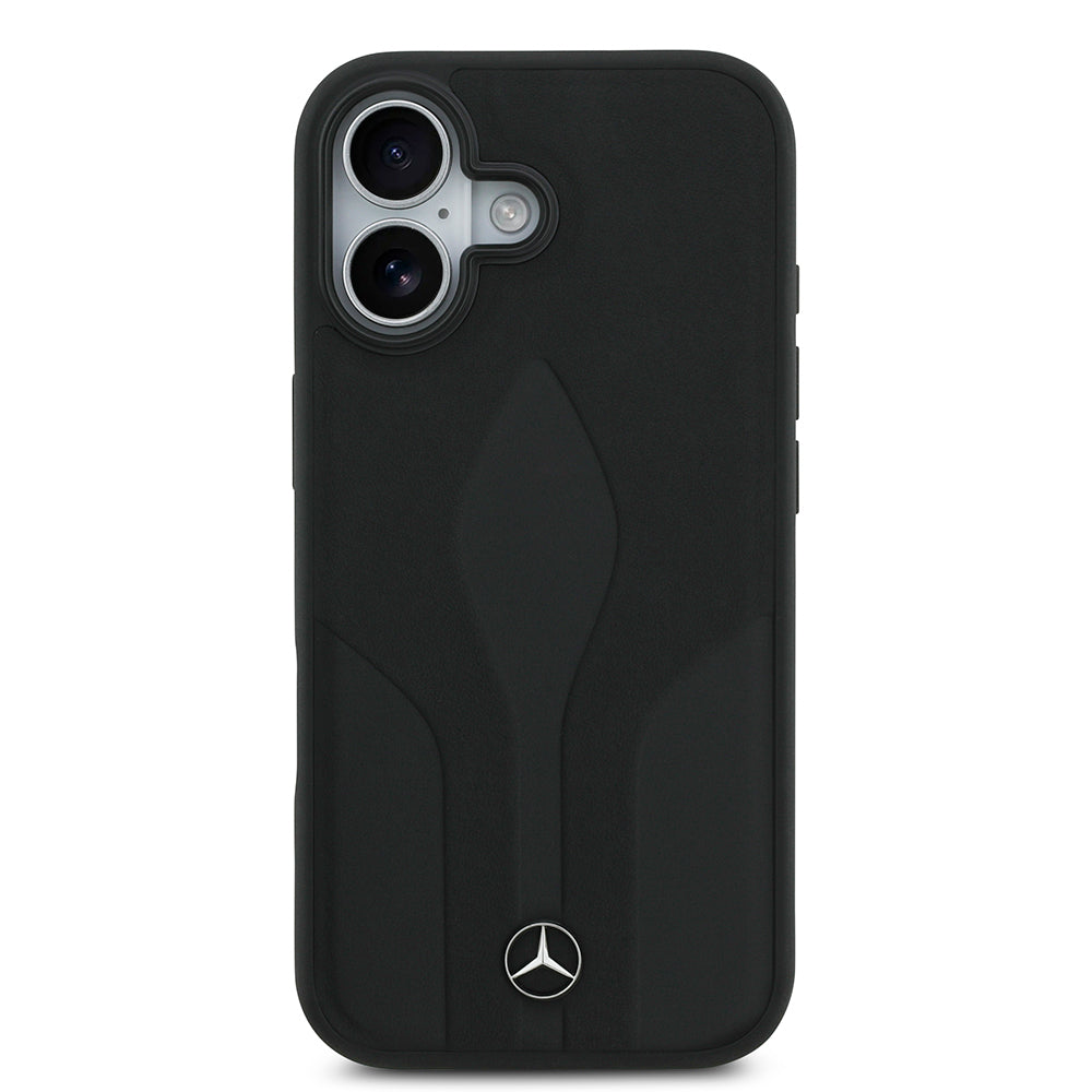 Apple iPhone 17 Kılıf Mercedes Benz Orjinal Lisanslı M-safe Şarj Özellikli Dokulu Desenli Deri Kapak