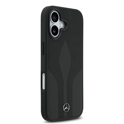Apple iPhone 17 Kılıf Mercedes Benz Orjinal Lisanslı M-safe Şarj Özellikli Dokulu Desenli Deri Kapak