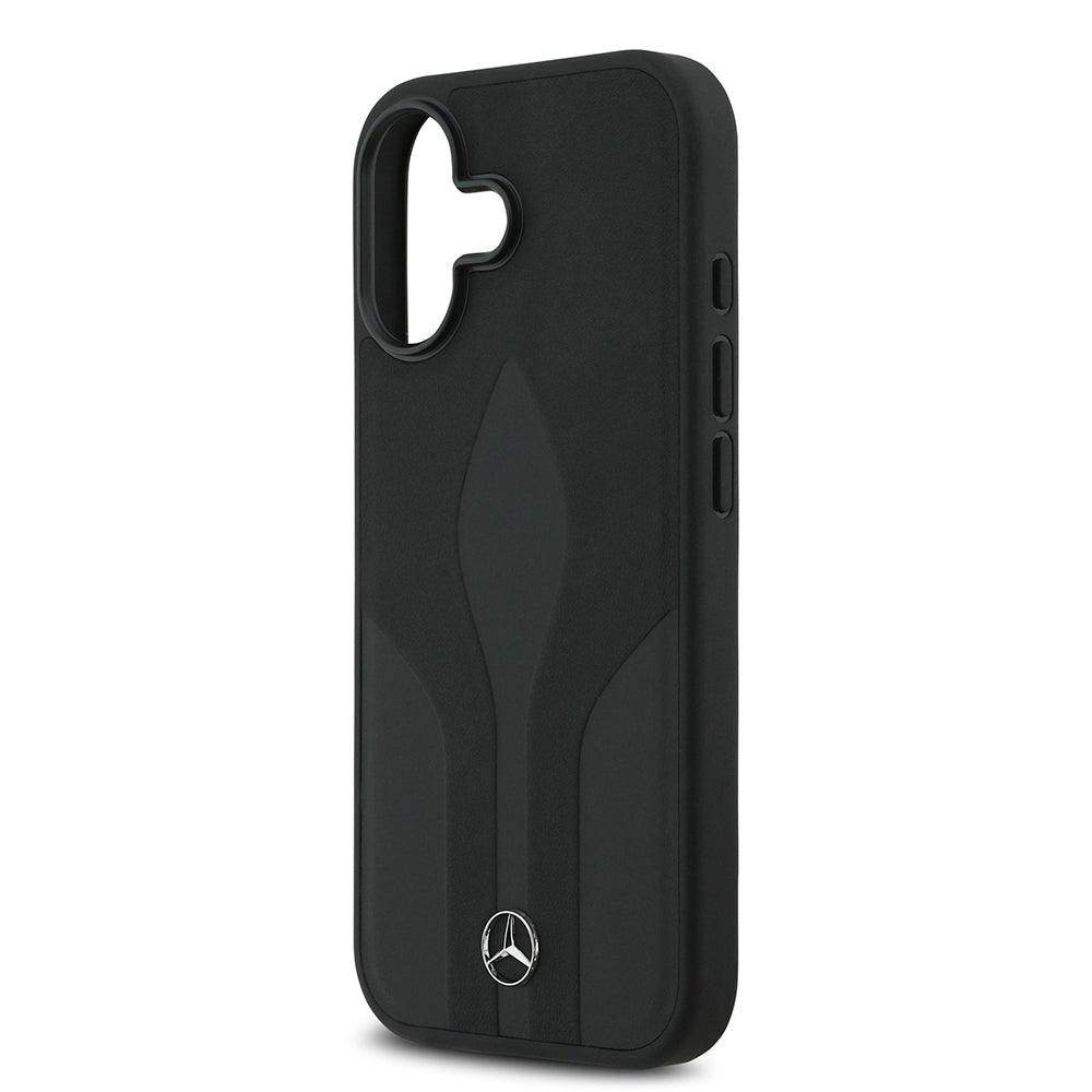 Apple iPhone 17 Kılıf Mercedes Benz Orjinal Lisanslı M-safe Şarj Özellikli Dokulu Desenli Deri Kapak