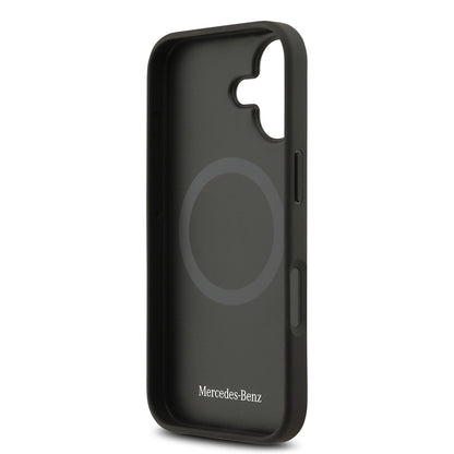 Apple iPhone 17 Kılıf Mercedes Benz Orjinal Lisanslı M-safe Şarj Özellikli Dokulu Desenli Deri Kapak