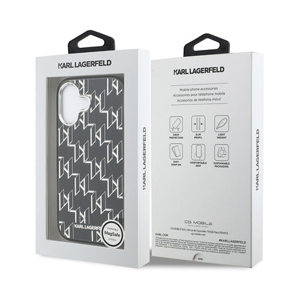 Apple iPhone 17 Kılıf Orjinal Lisanslı M-safe Şarj Özellikli Karl Lagerfeld IML Baskılı Monogram Dizayn Kapak