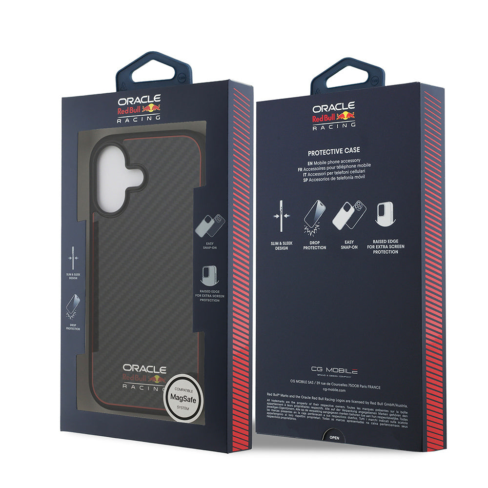 Apple iPhone 17 Kılıf Redbull Orjinal Lisanslı M-safe Şarj Özellikli Karbon Fiber Parlayan Logolu Kapak