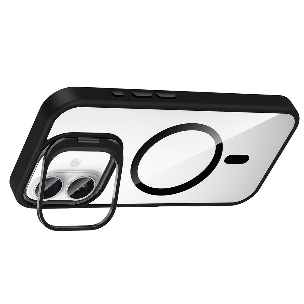 Apple iPhone 17 Kılıf Standlı ve Kamera Lens Hediyeli M-Safe Şarj Özellikli Zore Etro Kapak